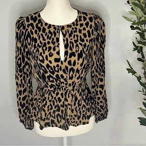 Banana Republic Keyhole Peplum Leopard Top
